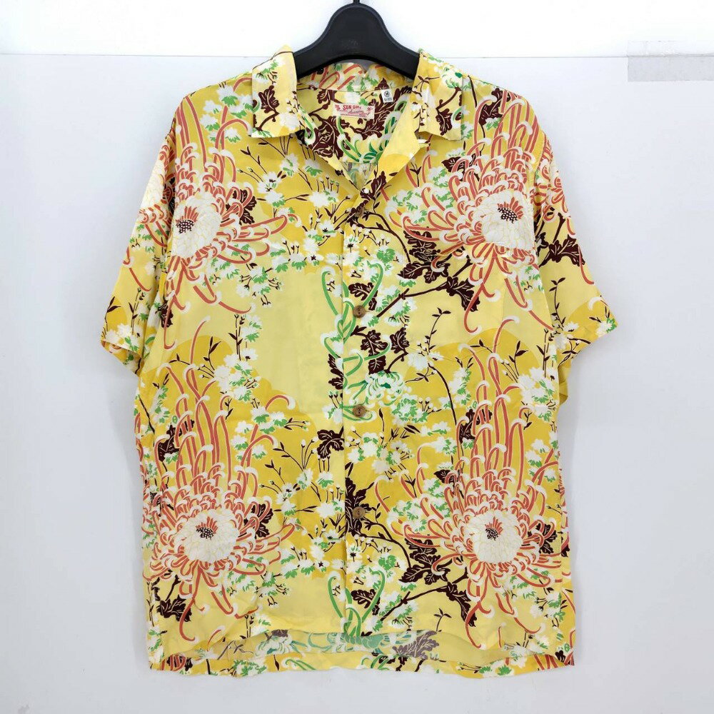 【中古】 サンサーフ SUN SURF アロハシャツ ロイヤルフラワー イエロー サイズM メンズ 半袖シャツ レーヨン 05w15113 【館林店】