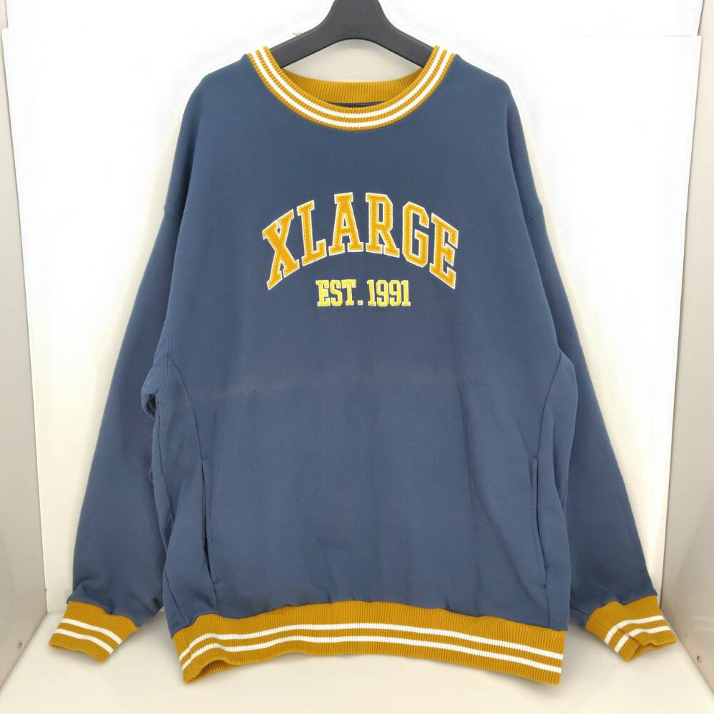 【中古】 エクストララージ XLARGE 刺繍ロゴスウェット ネイビー サイズXL 中国製 メンズ スウェット コットン 05w15119 【館林店】