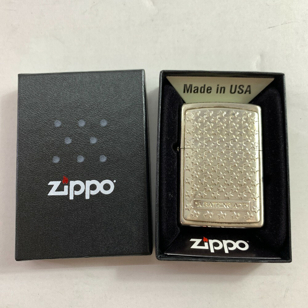 04w4944▽※【中古】A BATHING APE アベイシングエイプ STA PATTERN ZIPPO LIGHTER スターパターン ジッ..