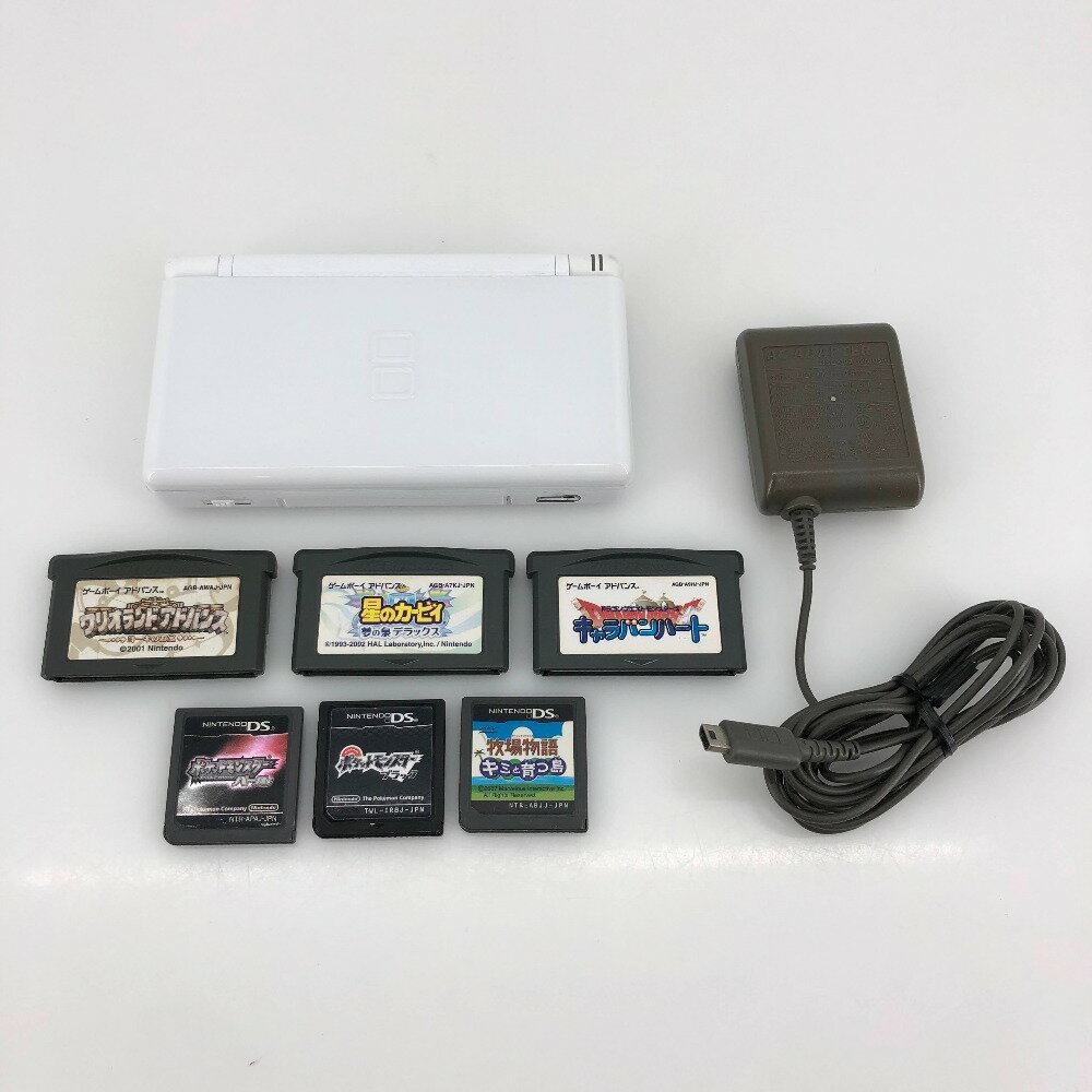 【中古】 【DSLite】ニンテンドー DSLite ホワイト 本体のみ ＋ 充電器 +ソフトのみ6本(ポケモン他) ＊動作確認済み＊ 05w15774T 【館林店】