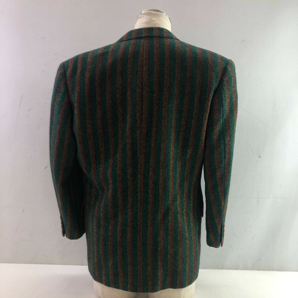 04w4975∞※【中古】 Holland & Sherry ホーランド＆シェリー テーラード ストライプ ジャケット グリーン YODOYA 【八王子店】