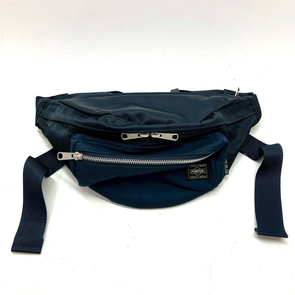 【中古】 ポーター×ブルーブルー PORTER×BLUE BLUE インディゴ ナイロン コンビ ウエストバッグ ウエス..