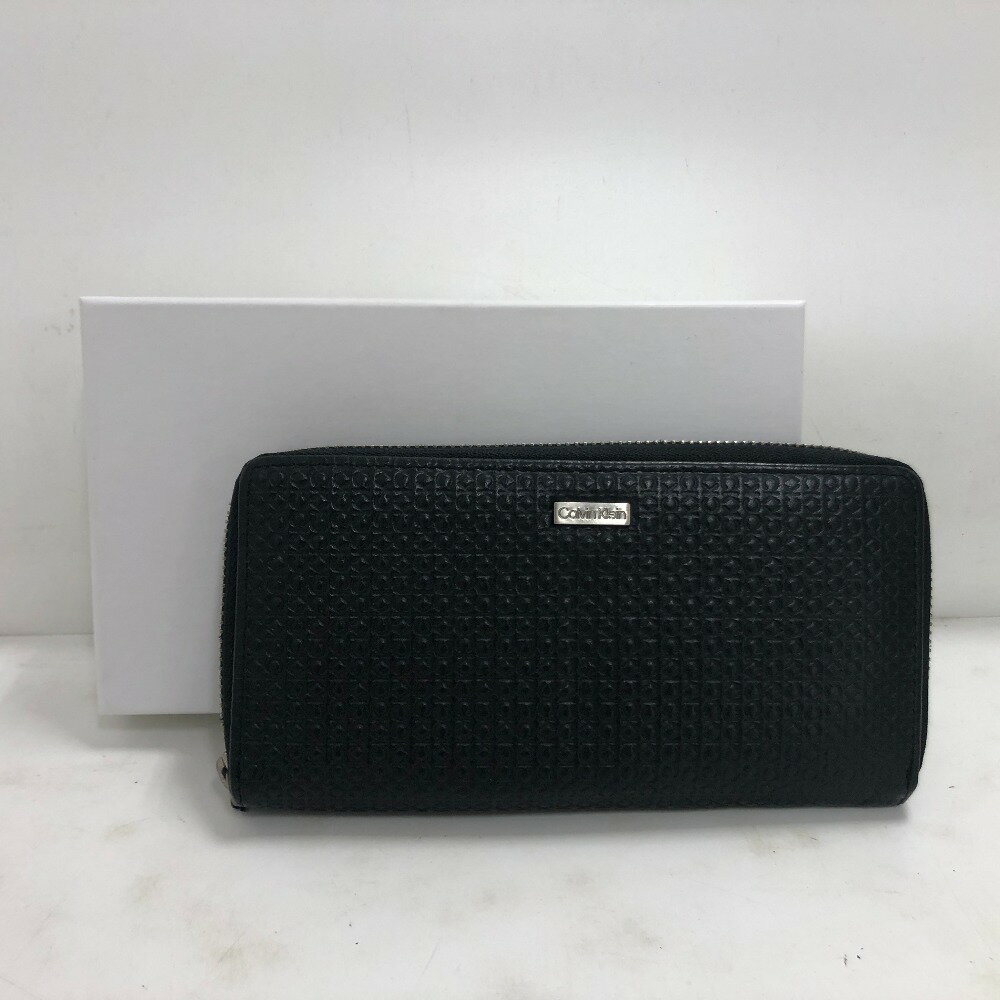 【中古】 カルバンクライン Calvin Klein ラウンドファスナー長財布 ブラック インド製 メンズ 箱あり ..