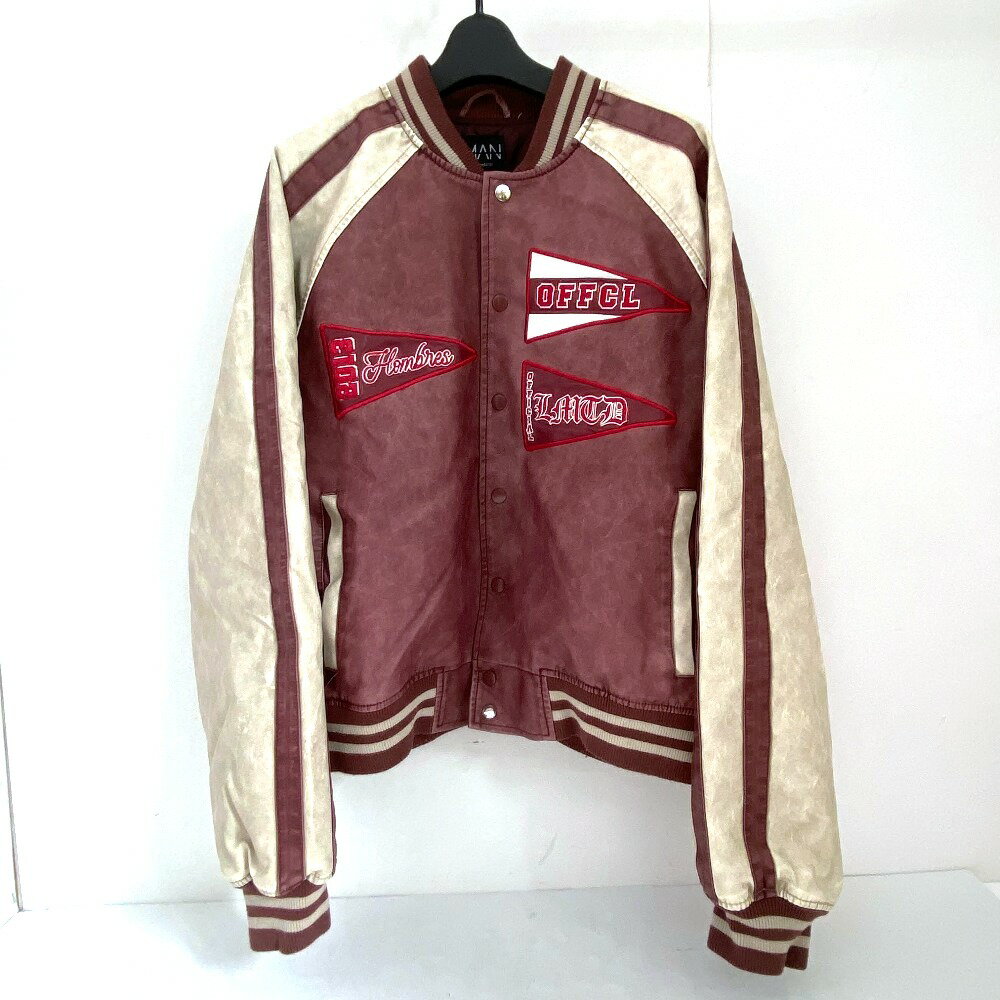 【中古】 Boohoo Man ブーフーマン Man Offcl バーシティジャケット スタジャン 赤系 サイズM メンズ アメカジ アウター 03w22022 【入間店】