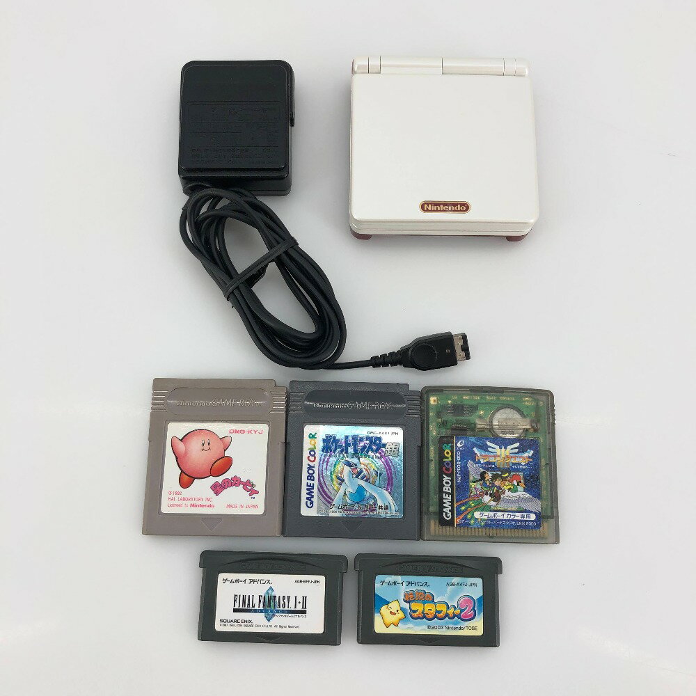 【中古】 【GBASP】ゲームボーイアドバンスSP 本体のみ ファミコンカラー + 充電器 + ソフト5本(ポケモン/FF/ドラクエ/カービィ/スタフィー) ＊動作確認済み＊ 05w16871T 【館林店】
