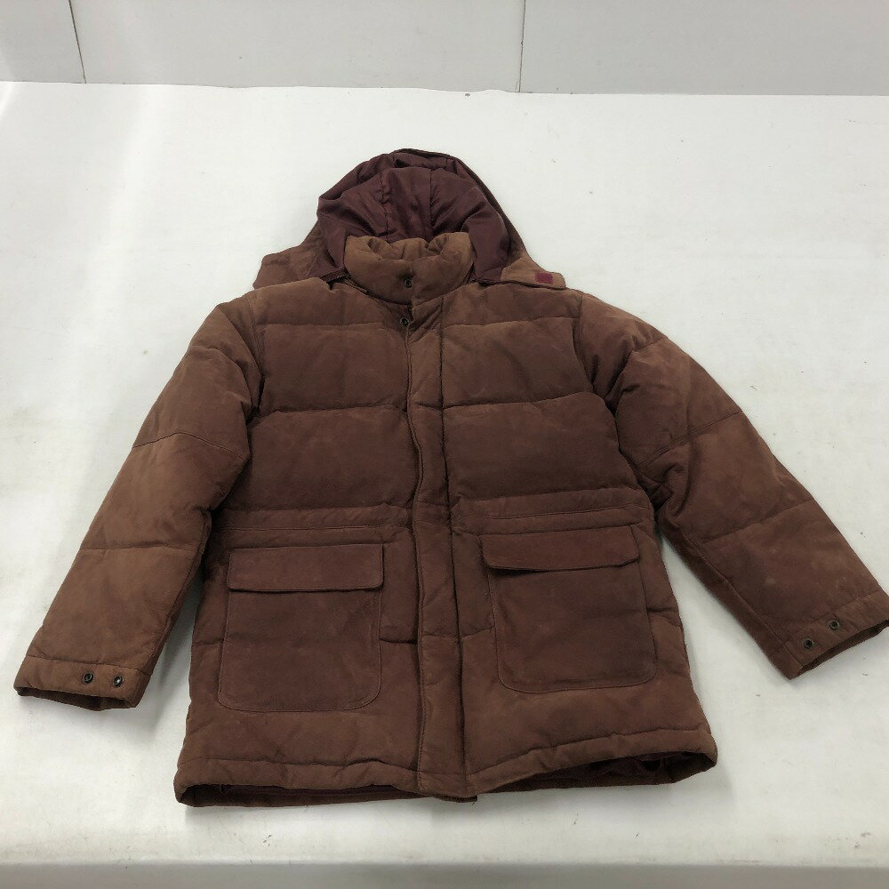 【中古】 MERTON OXFORD レザーダウンジャケット ブラウン サイズL 中国製 メンズ ...