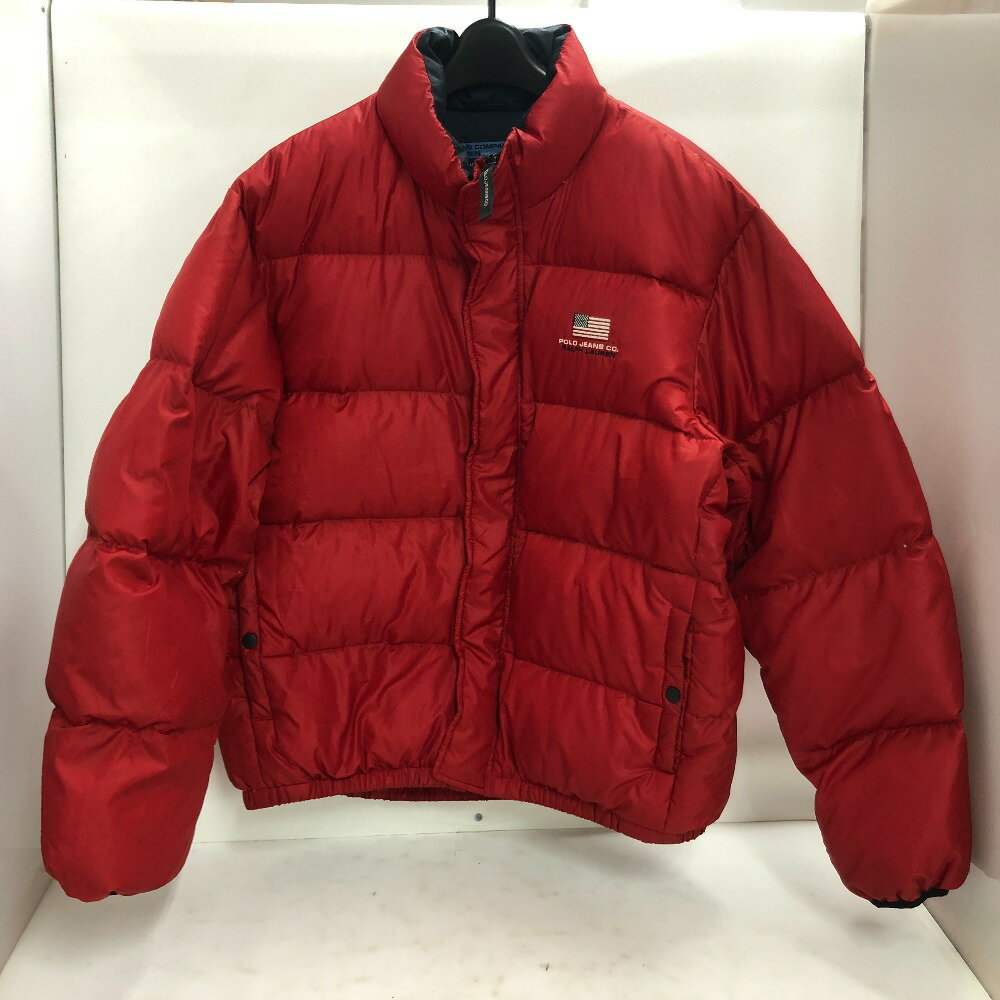 【中古】 POLO JEANS CO. レッド サイズL 中国製 メンズ ダウンジャケット ポリエ...