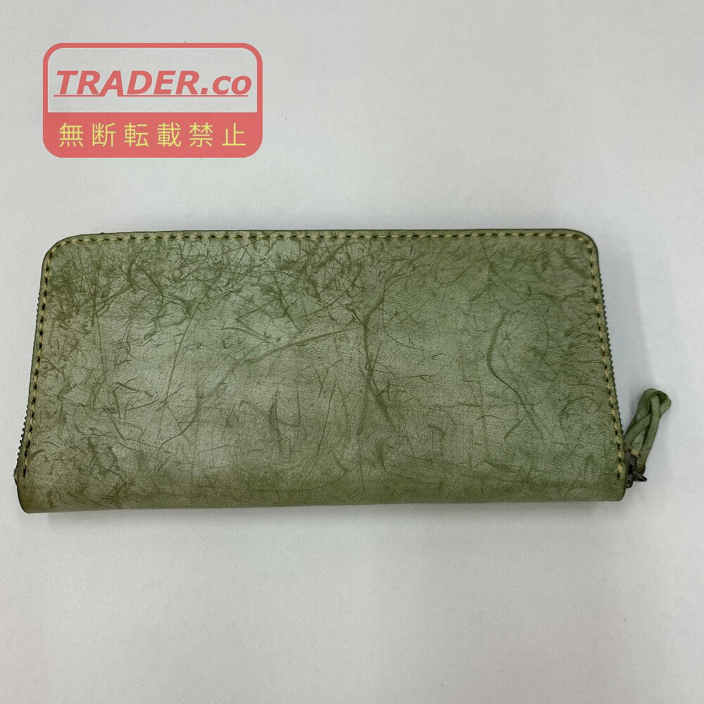 04w7682▽※【中古】長財布 本革 財布 MATSURI レザー財布 グリーン【八王子店】