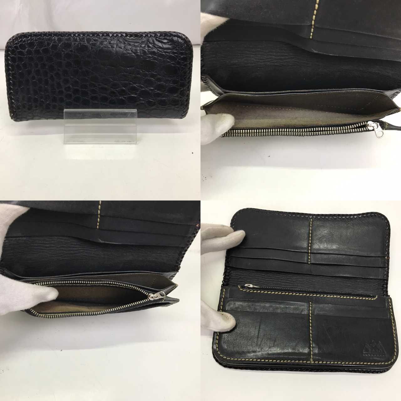 【中古】SAAD サード ロング ウォレット 長財布 クロコダイルレザー BLACK 黒 ブラック 中古品 01r1668