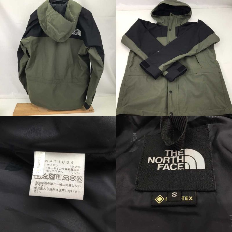 【中古】THE NORTH FACE ノースフェイス NP11384 マウンテンパーカー マウンテンライトジャケット サイズS カーキ 黒 BLACK ブラック 緑 グリーン 中古品 01r2388