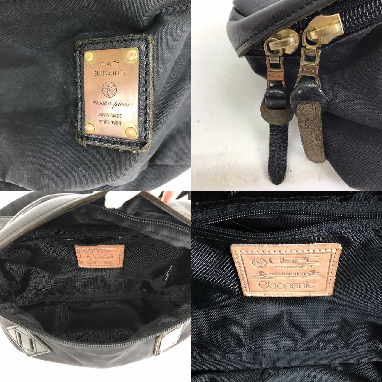 【中古】マスターピース MSPC × CIAOPANIC チャオパニック コラボ ウエストバッグ ウエストポーチ ボディバッグ 黒 black ブラック 中古品 01r2938【結城店】