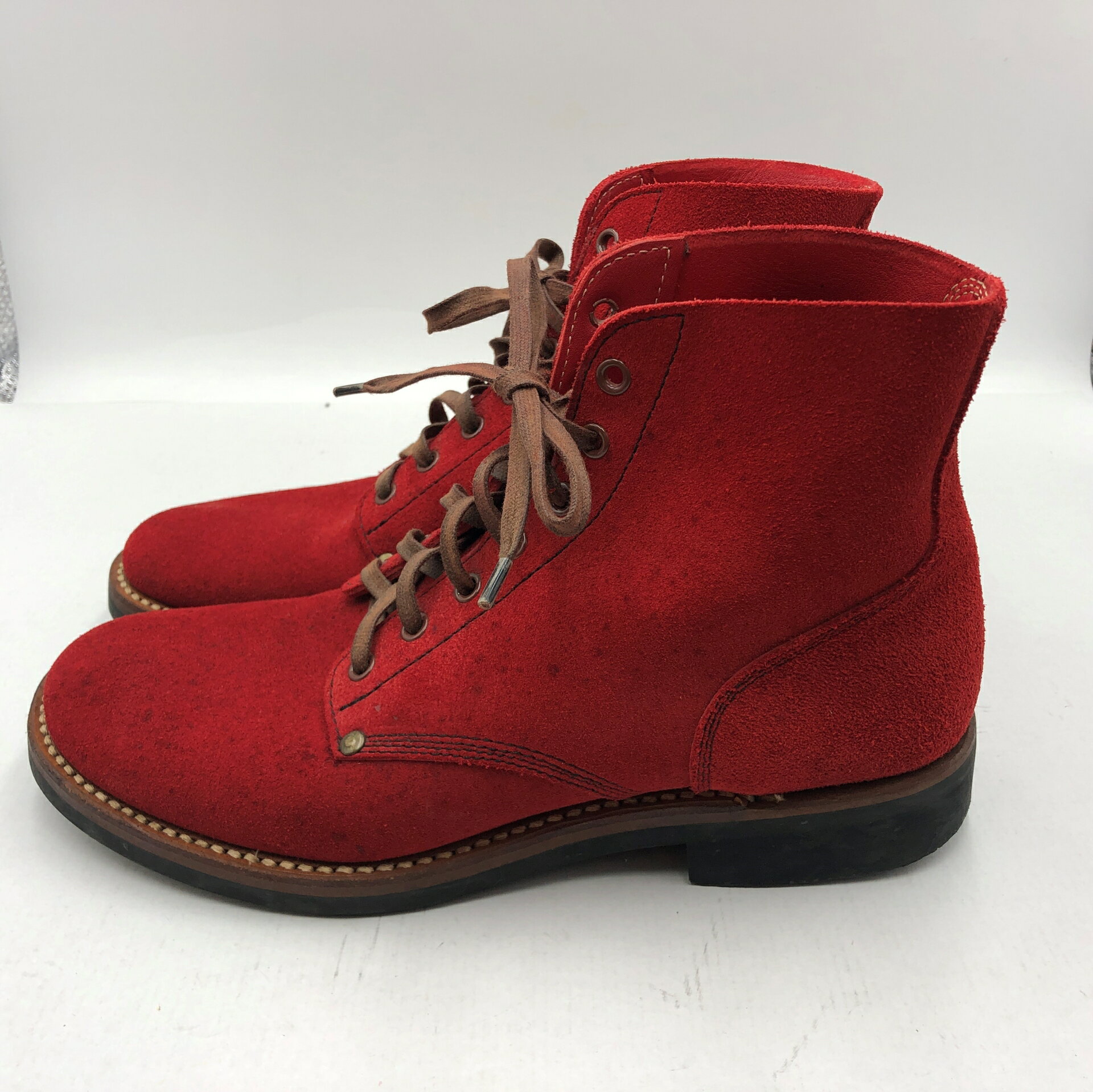 【中古】BUZZRICKSONS バズリクソンズ SERVICE SHOES レースアップブーツ スウェードシミあり サイズ8 1/2 E メンズ 赤 RED レッド 中古品 01r6386【結城店】