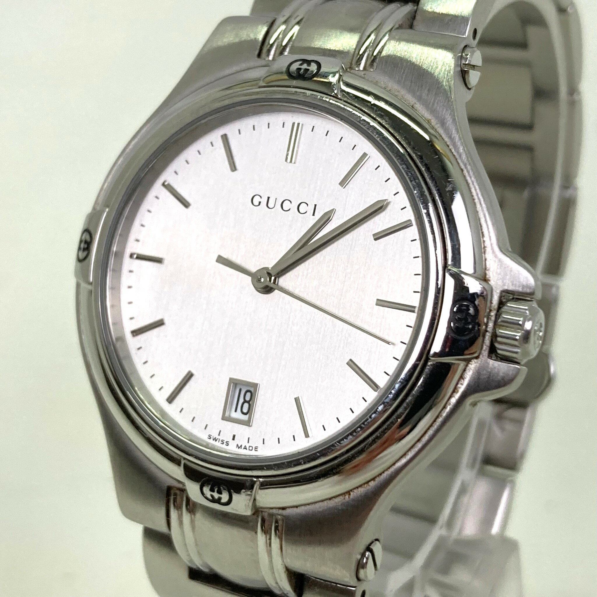 【中古】GUCCI グッチ 腕時計 YA090318 シルバー レディース 時計 01r8034 中 ...