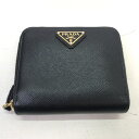 【中古】PRADA プラダ サファーノ 二つ折り財布 メンズ レディース ユニセックス ウォレット コンパクト ブラック 黒 01r9479 中古品【結城店】