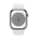 【Apple整備済製品】〈メーカー保証1年〉 Apple Watch Series8 Cellular 41mm シルバー ステンレスケース ホワイトスポーツバンド FNJ5..