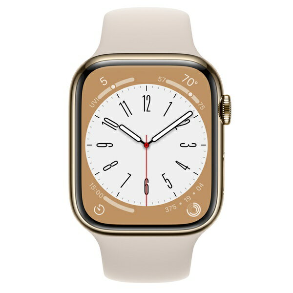 【Apple整備済製品】〈メーカー保証1年〉 Apple Watch Series8 Cellular 45mm ゴールド ステンレスケース スターライトスポーツバンド FNKM3AP/A AW8 本体 アップルウォッチ