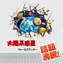 ウォールステッカー おしゃれ 壁 宇宙 トイレ ドア フォトブース カフェ 装飾 キッズルーム あす楽 星 地球 惑星 太陽系 トリックアート 立体 3D 騙し...