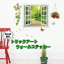 ウォールステッカー 植物 グリーン おしゃれ 壁紙 カフェ 装飾 フラワー だまし絵 フォトブース 新生活 あす楽 Wall sticker はがせる トリックアート 額縁 インスタ映え ナチュラル トイレ ドア 木 森 新緑 DIY女子 風景 北欧 リビング 模様替え 玄関 店 リフォーム クロス