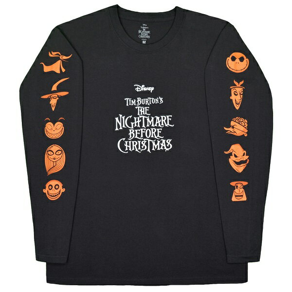 THE NIGHTMARE BEFORE CHRISTMAS ナイトメアービフォアクリスマス All Characters Orange ロングスリーブTシャツ