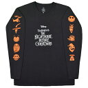 THE NIGHTMARE BEFORE CHRISTMAS ナイトメアービフォアクリスマス All Characters Orange ロングスリーブTシャツ