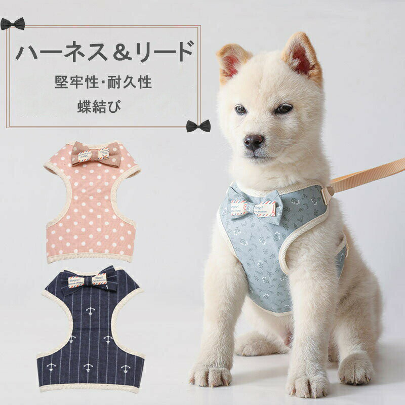 樂天商城 - ペットハーネス＆リード 安心散歩 お出かけ用 おしゃれ 猫犬通用リード ハーネス＆リードセット 散歩が楽しくなる 小中型猫犬 かわいい ペット用品 ハーネス 犬のリード 肌にやさしい 柔らかい 堅牢性・耐久性 おしゃれ ペットグッズ ペット胸当て 引きひも 犬具
