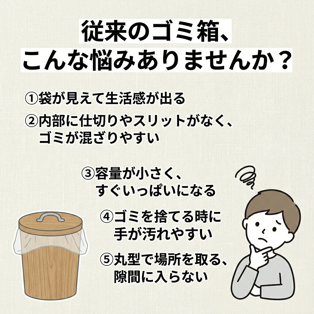 ごみ箱 ごみばこ ゴミ箱 屋外 trash can 分別 おしゃれ ゴミ袋が見えない スリム型 ビニール袋隠す 20L シンプル リビング キッチン 洗面所 キッチン用 オフィス フタなし 2重構造 フタなしゴミ箱 tramonto-10028847 トラモント楽天市場店 サンプル画像2