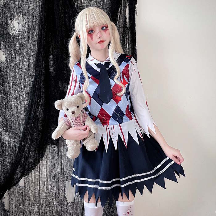 【マラソン最大1000円オフ】ハロウィン コスプレ 制服 高校生 ゾンビ 衣装 コスプレ ハロウィン 大人 衣装 イベント 仮装 パーティー 大人 ハロウィン衣装 コスプレ衣装 アニメ セクシー ゴスロリ ゾンビ セーラー服 キュート ワンピース ウェイトレス tramonto-10030347 トラモント楽天市場店 サンプル画像2