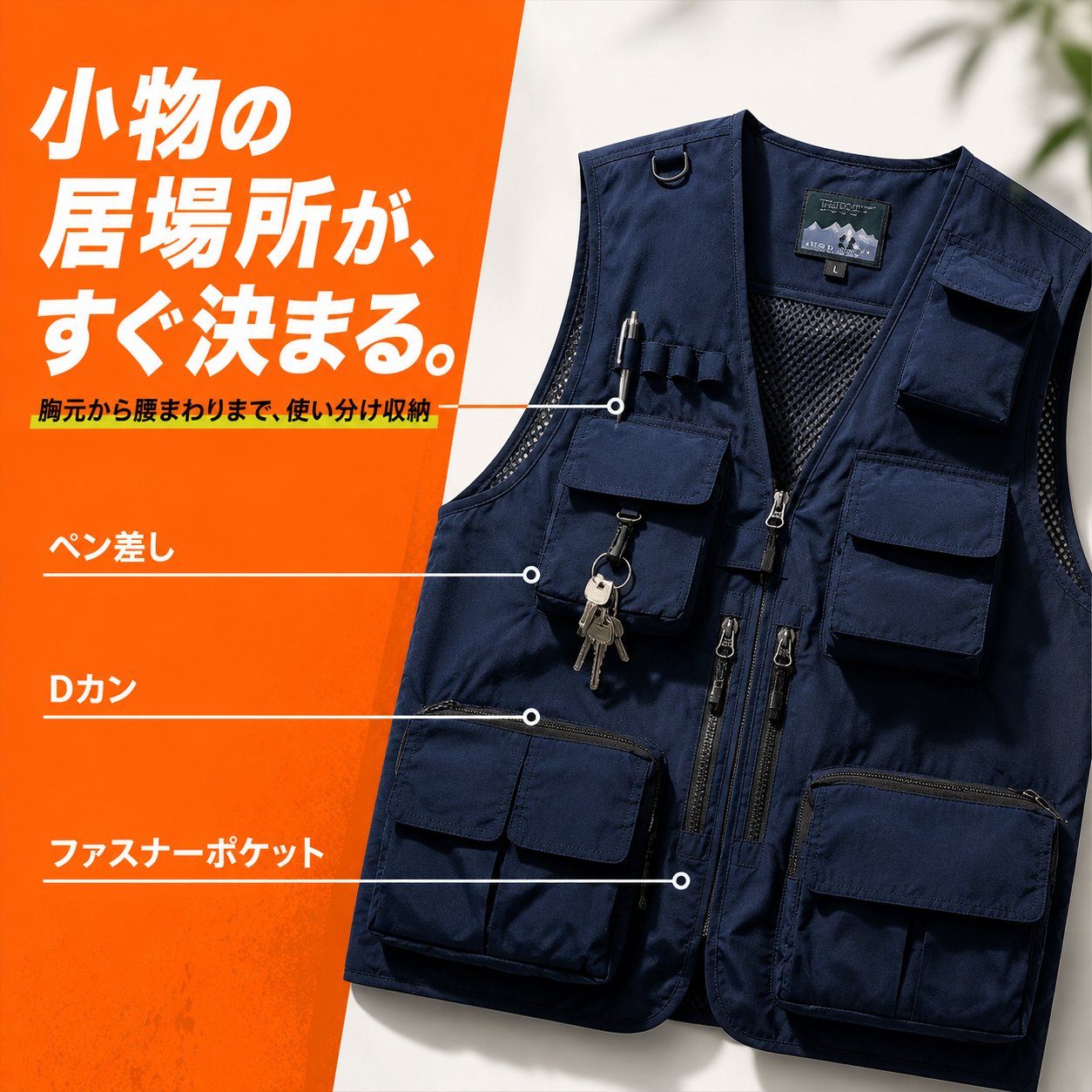多ポケットメッシュベスト メンズ 薄手 フィッシングベスト アウトドアベスト 作業用 釣り キャンプ 夏向け 前開き ジップアップ サイドメッシュ 大きめポケット 背面ジップポケット Dカン 小物ホルダー M~6XL 7色 ジレ 外出時 tramonto-10030673 トラモント楽天市場店 サンプル画像3