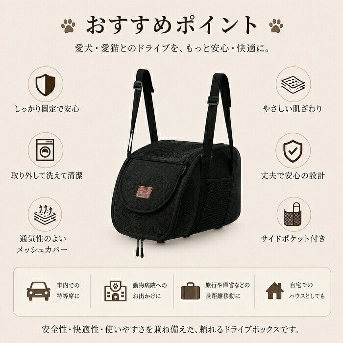 犬 ドライブボックス アームレスト 猫 ペット用 ドライブベッド センターコンソール メッシュ蓋 車用 ペットシート 飛び出し防止 安全ベルト付き 洗える 小型犬 折りたたみ式 ペットキャリー お出かけ 旅行 通院 ドライブ用品 カー用品 犬猫兼用 tramonto-10032996 トラモント楽天市場店 サンプル画像3