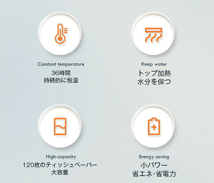 ウェットティッシュ加熱器　USB給電式 8W 省エネ・省電力 40-55℃ 24時間保温可能 ...