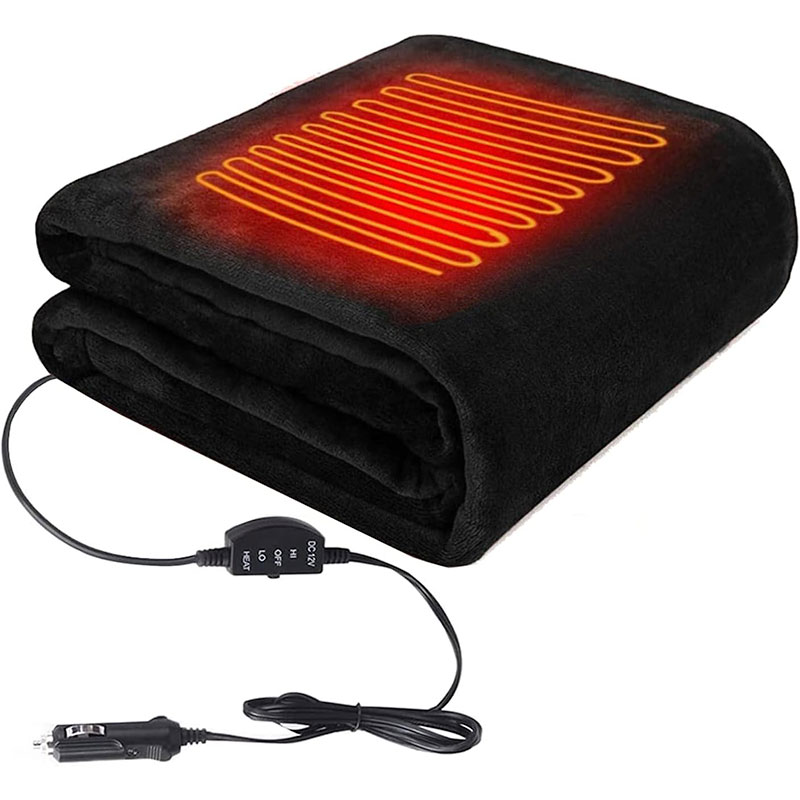 電気毛布 12V車用 電気ひざ掛け 車載用ヒートブラン ホットブランケット ホットヒーター毛布 車用 加熱毛布 防寒保温 過流過圧保護 電気ブランケット 多機能カー毛布 HI/OFF/LO 3段階切り替え 防寒保温 145*100cm