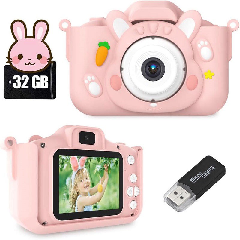 キッズカメラ トイカメラ 子供用 4000万高画素&音楽プレーヤー 2.0インチIPS画面 子ども おもちゃ 写真 自撮り 1080P録画 8倍ズーム 32GB...