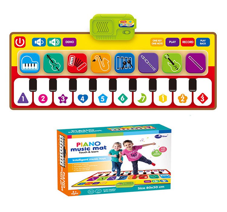 ピアノおもちゃ ピアノマット 知育玩具 子供 メロディマット ミュージックマット10鍵盤 8種類楽器音10種類デモ曲 多機能音楽マット 折り畳み 防水素材 滑り止め 録音 音量調整 男の子 女の子プレゼント 誕生日ギフト 6+