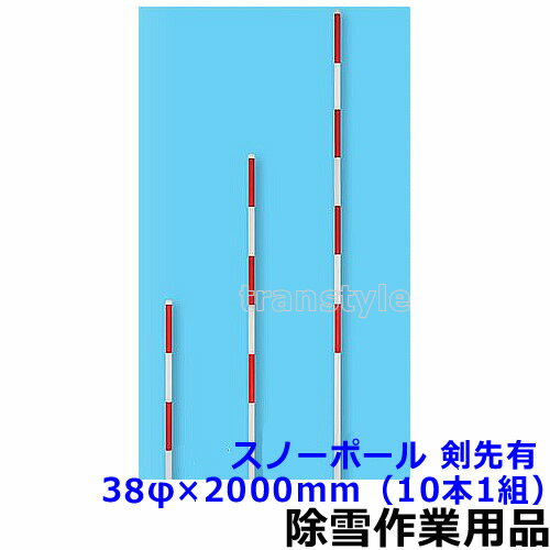 除雪作業用品 スチール製スノーポール 剣先有（10本1組）38φ×2000mm（WT-1081）【防寒対策用品/寒さ/雪..