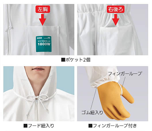 防護服 重松 マイクロガード 1800W 3XLサイズ (50着入) 【シゲマツ 保護服 MG 使い...