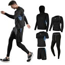 【送料無料】5点セット セットアップ スポーツウェア トレーニングウエア 上下セット ヨガウェア ストレッチ メンズ ランニングウェア 吸汗 速乾 運動着 部活 学校 通気 ジム