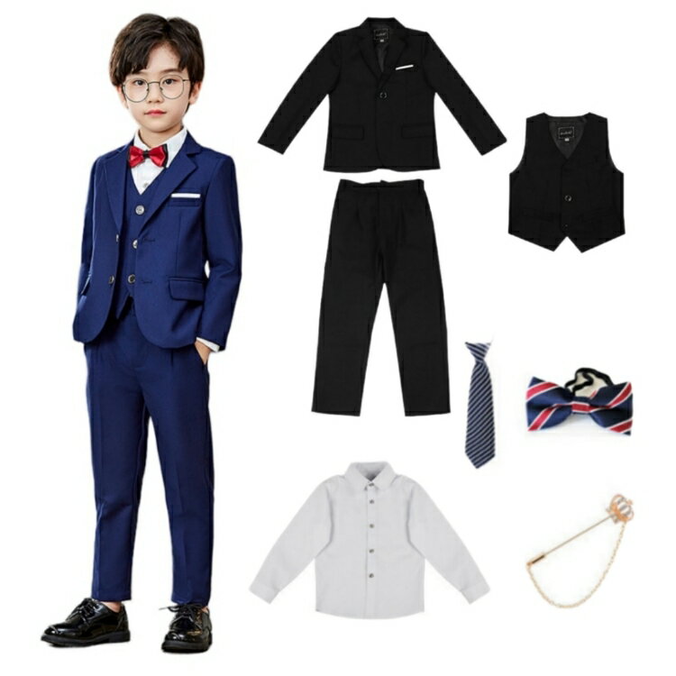 Rakuten - 7点セット 子供 スーツ キッズ こども 男の子 子供服 フォーマル 上下セット 七五三 入学式 卒業式 結婚式 おしゃれ タキシード キッズ 入学式 卒園式 フォーマルスーツ 子供服フォーマルスーツ キッズスーツ 七五三 ベビースーツ 卒園式 小学生 保育園