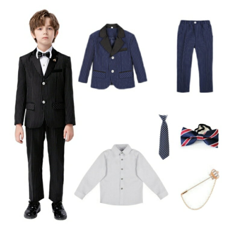 Rakuten - 6点セット シャツ付き 子供 スーツ キッズ こども 男の子 子供服 フォーマル 上下セット 七五三 入学式 卒業式 結婚式 おしゃれ タキシード キッズ 入学式 卒園式 フォーマルスーツ 子供服フォーマルスーツ キッズスーツ 七五三 ベビースーツ 卒園式 小学生 保育園