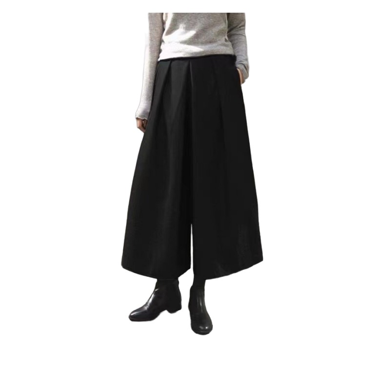 Nylon, Rayon, Polyester - パンツ レディース 9分丈 ゆったり 春 秋 冬 ワイドパンツ ロングパンツ 無地 カジュアル レディース 体型カバー 脚長 ボトムス 体型カバー きれいめ リラックス ナチュラル 軽い 上品 リブ イージーパンツ 大きいサイズ
