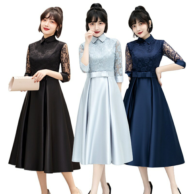 Rakuten - ドレス パーティードレス 結婚式 ワンピース ドレス 袖あり 大きいサイズ ワンピースフォーマルドレス フォーマル お呼ばれ 服 親族 大きいサイズ 大人 上品 20代 30代 40代 50代 卒業式 二次会 披露宴 お呼ばれ 上品 膝下 体型カバー