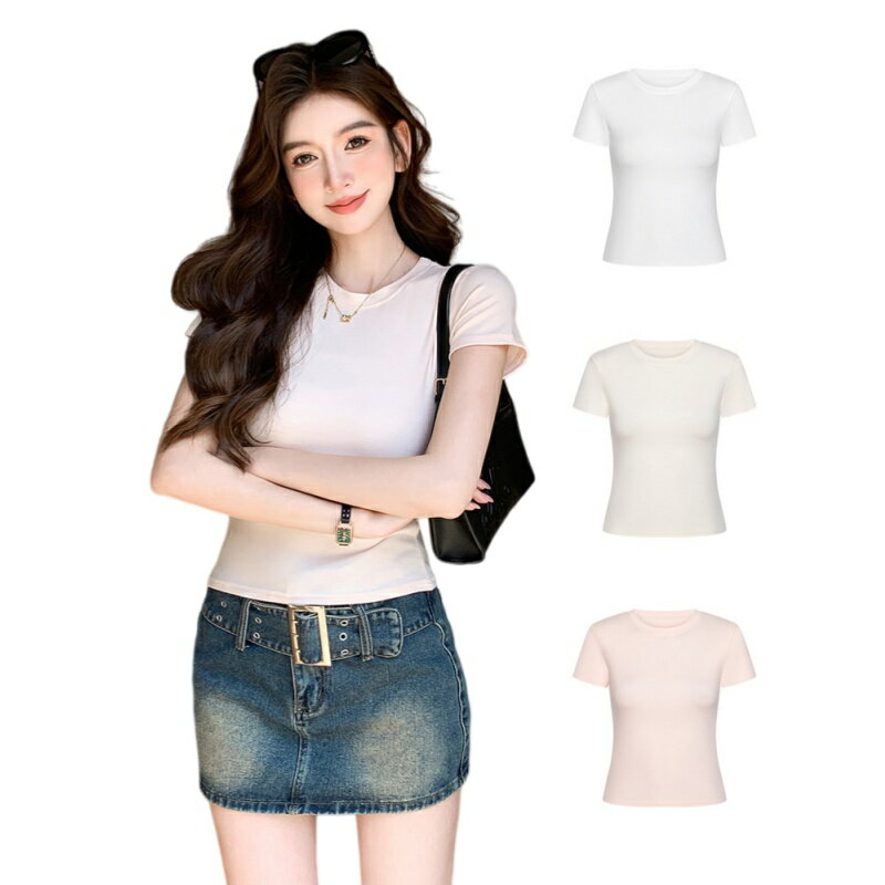 Rakuten - レディース リブTシャツ 半袖 タイト フィット ストレッチ 無地 シンプル インナー カットソー Uネック 韓国風 着やせトップス 春夏 tシャツ カットソー 半袖 uネック トップス タイトフィット 伸縮性 エレガント シンプル オフィス 通勤 アンダーシャツ