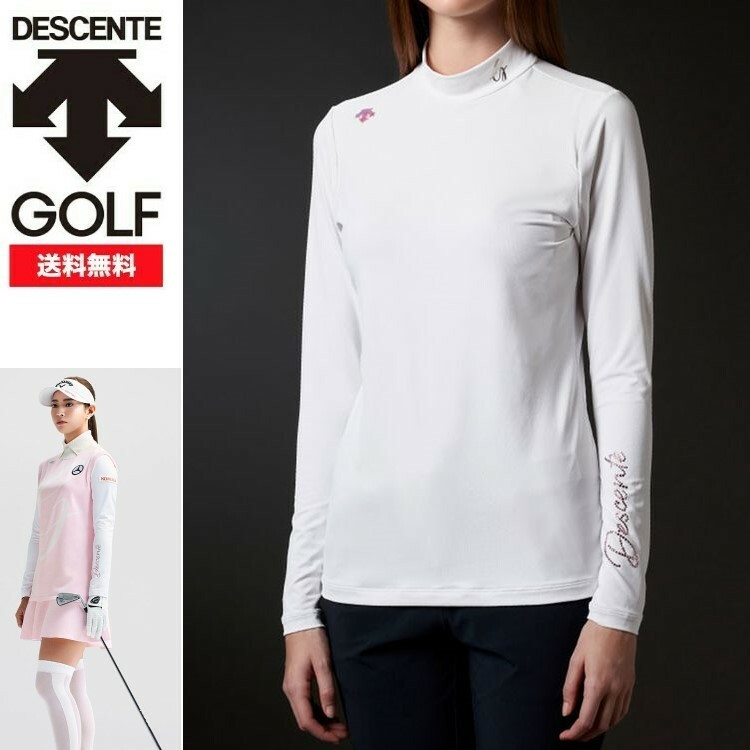 【P最大14倍&クーポン最大500円】22春夏 DESCENTE GOLF デサント ゴルフ レディース 【LUXE】神白モックネックシャツ(ブラカップ付) DGWTJB00 Tシャツ 長袖 ラインストーン