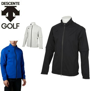 23春夏 DESCENTE GOLF デサント ゴルフ メンズ ナイロン ストレッチ タフタ レインジャケット DGMTJF00 ストレッチ 撥水 防風 ドライ 袖取り外し可能 収納袋付【お宝】