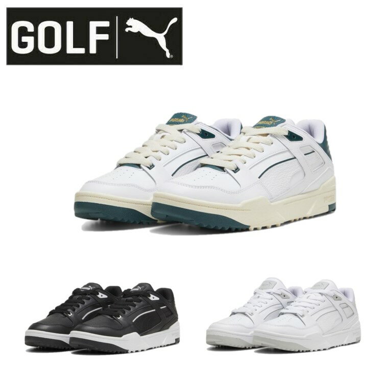 24春夏 PUMA GOLF プーマゴルフ メンズ スリップストリーム G ゴルフシューズ 309744 スパイクレス レザー クラシック スニーカー 普段使い