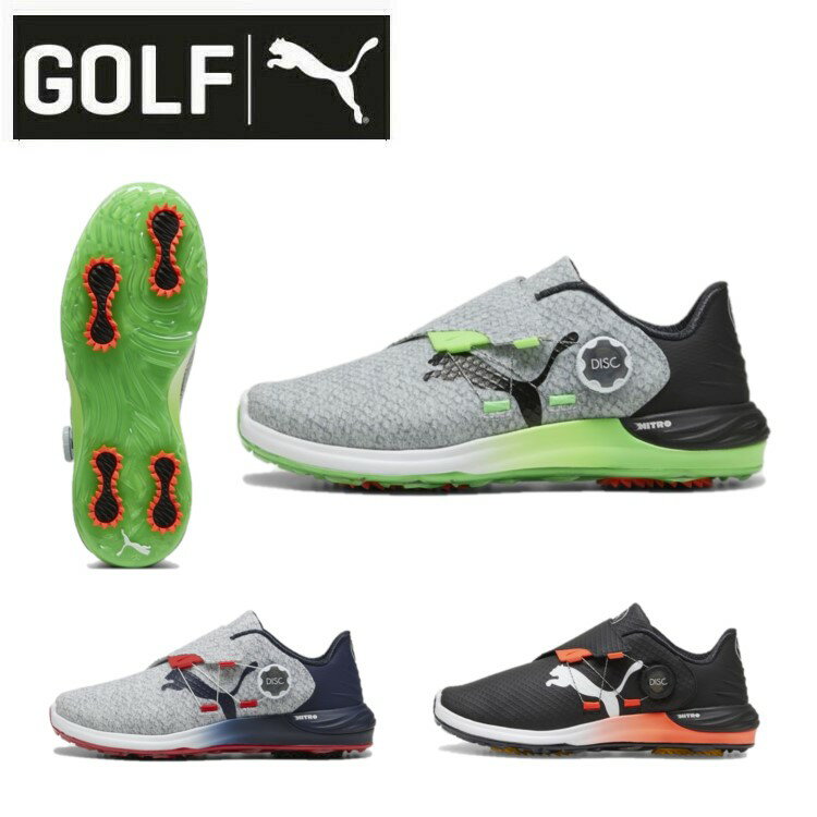 【20日限定抽選で100%Pバック】24春夏 PUMA GOLF プーマゴルフ メンズファントムキャット ニトロ ディスク スパイクレスシューズ 379208 新型 軽量 安定感 スニーカー ソフトEVAフォーム 撥水 FLEXSPIKEクリート