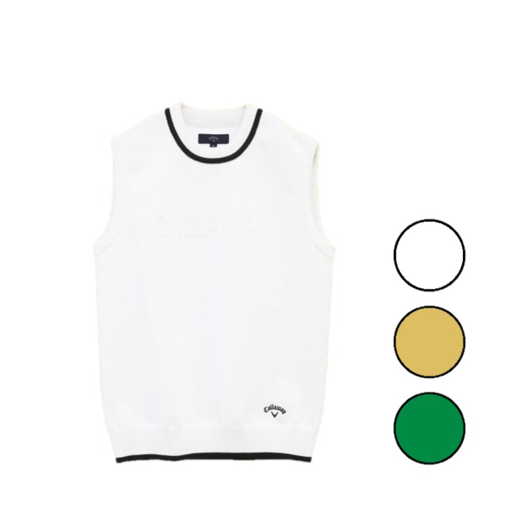 【SS期間中エントリーでP5倍】お薦め品 キャロウェイ Callaway レディース ピンタックロゴニットベスト c24219200 ノースリーブ クルーネック プルオーバー ストレッチ