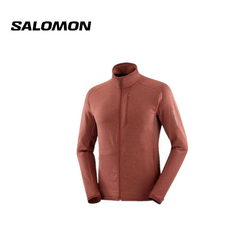 【12/31までエントリーでP5倍】24秋冬 サロモン SALOMON メンズ ESSENTIAL LIGHTWARM フルジップ ミドルレイヤー ジャケット LC2352800 ブルゾン 長袖 フリース ストレッチ 通気性 軽量 保温性