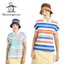 25春夏 マンシングウェア Munsingwear レディース ストレッチ マナード先染めパネルボーダードルマンスリーブシャツ MG5SHS30L トップス ス...