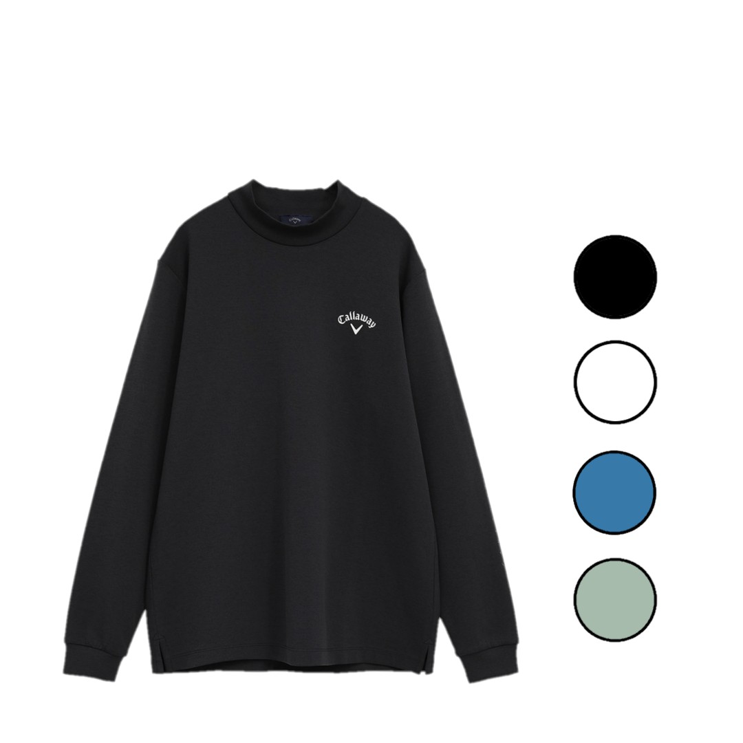 【全品ポイントUP中】 25秋冬 キャロウェイ CALLAWAY メンズ ダブルニット長袖モックネックシャツ c25233110 トップス ロンT 無地 UVカット UPF30