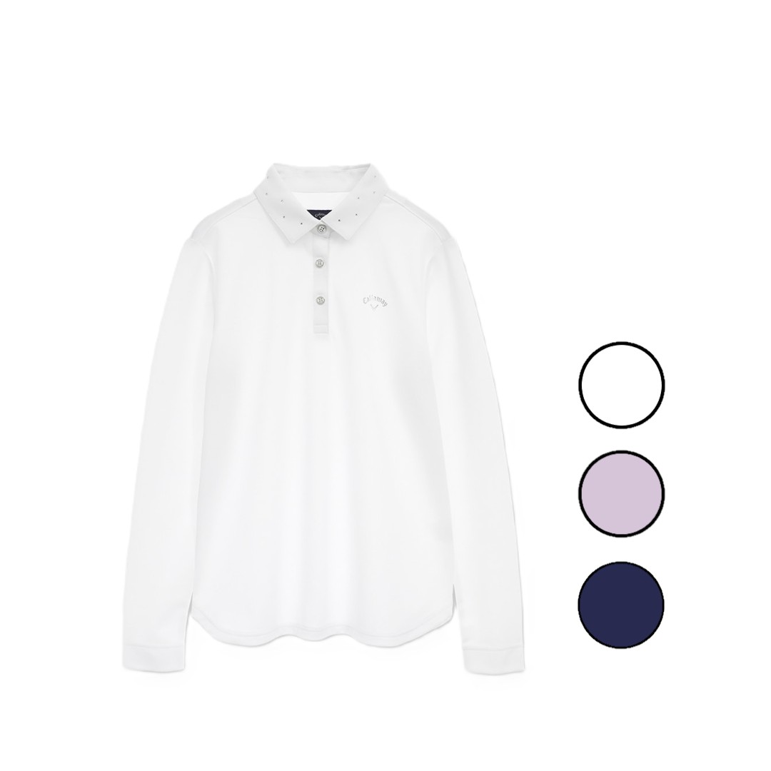 【全品ポイントUP中】 25秋冬 キャロウェイ CALLAWAY レディース オニカノコ長袖シャツ c25233200 トップス ポロシャツ 吸汗速乾性 無地 UVカット UPF15